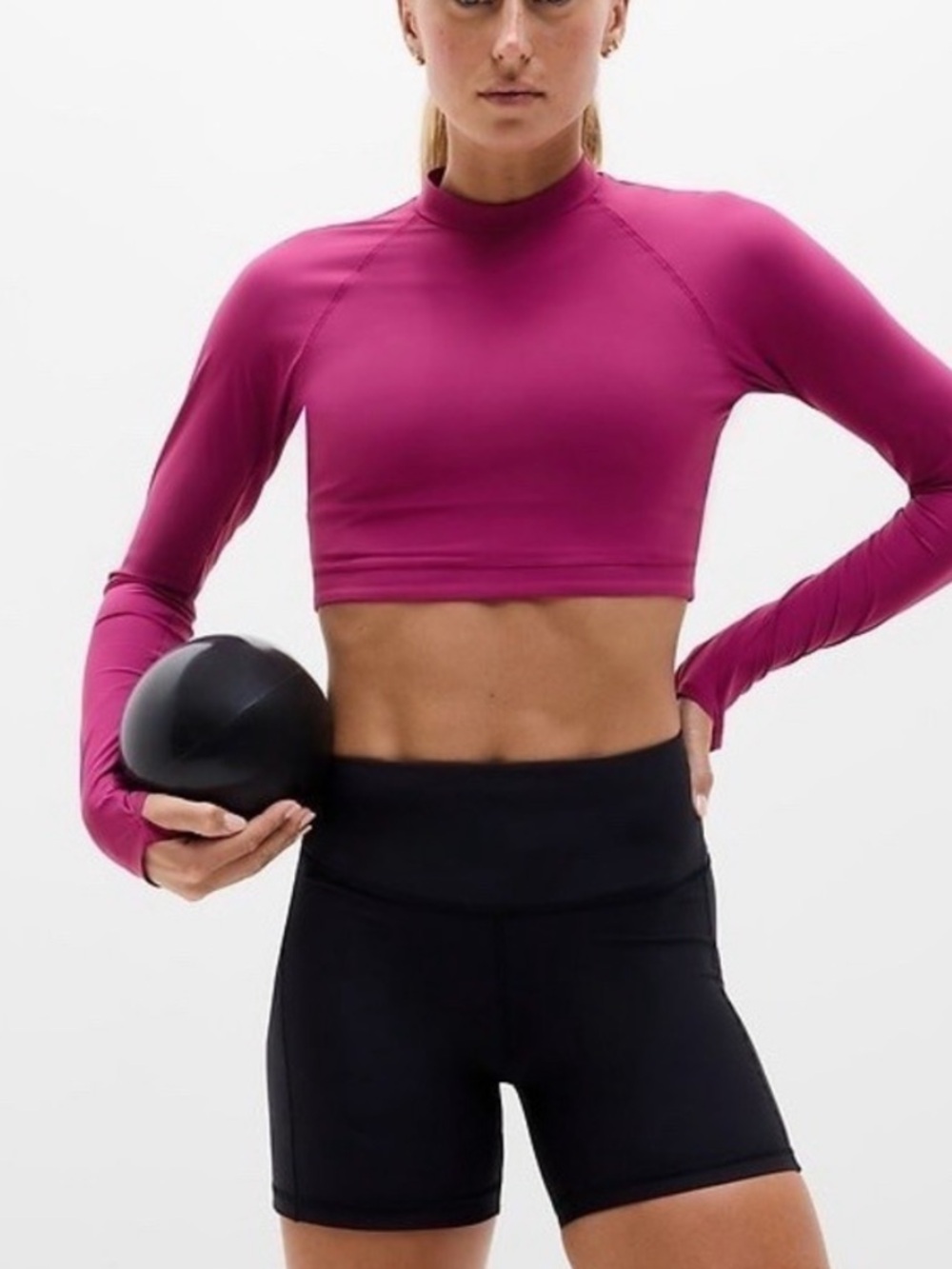 Athleta Crosstrain Ultra Crop Top Size XL Wild Berry Quick Dry Pilates Yoga Gym